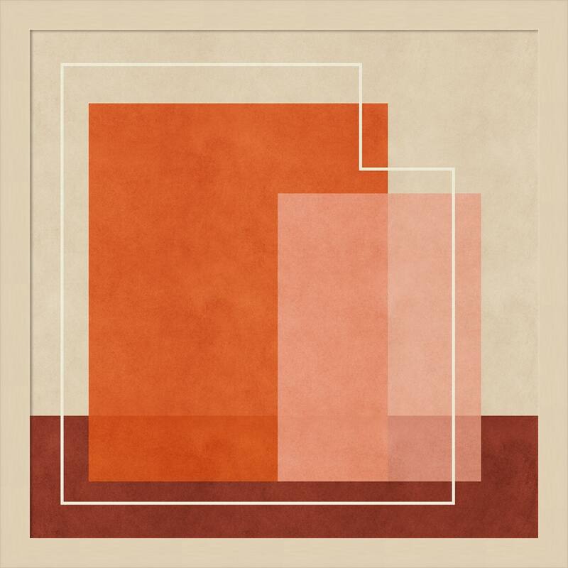 Red Squares by Sarah Leonard Wood Framed Wall Art Print