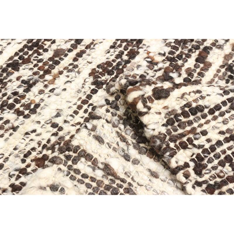 ECARPETGALLERY Braid weave Sienna Dark Brown Wool Rug - 6'2 x 9'2