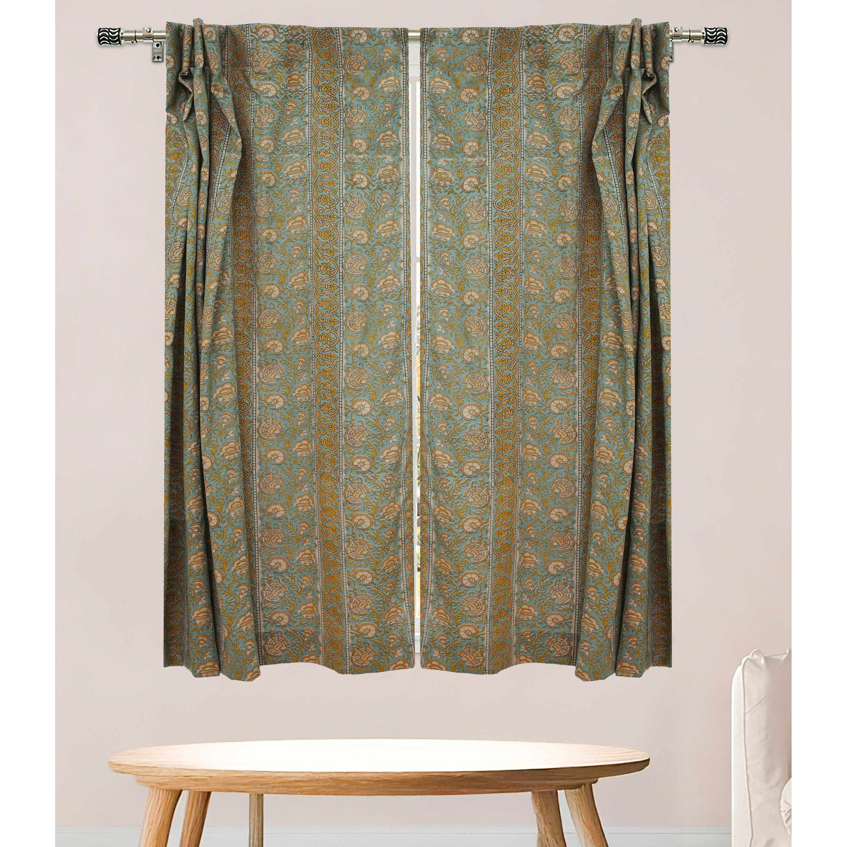 Fabdivine Vintage Floral Hand Block Print Home Decor Accent for Bedroom & Living Room, Sonakshi