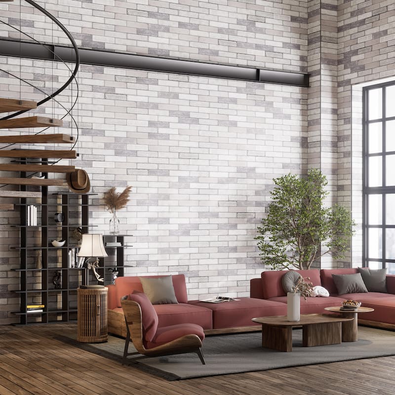 Merola Tile Brickyard White 3" x 11-3/4" Porcelain Floor and Wall Tile