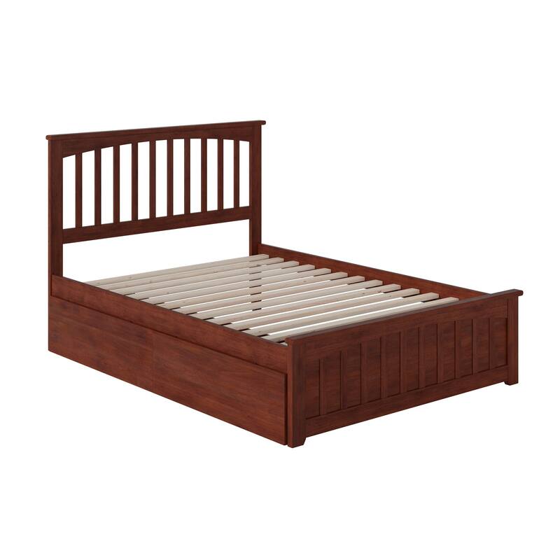Mission Full Platform Bed with 2 Bed Drawers in Walnut