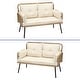 preview thumbnail 9 of 7, Moasis 42.5'' Beige Outdoor Patio Rattan Loveseat with Cushion