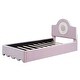 preview thumbnail 20 of 24, Twin/Full Size Upholstered Platform Bed with LED Headboard, Cute Kids Bed Frame Pink Floor Bed
