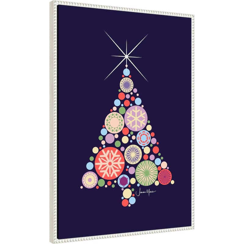 Ornament Christmas Tree Night by Jemma Morris (23 x 33 in.), Framed Canvas Wall Art Print - Sylvie Beaded White