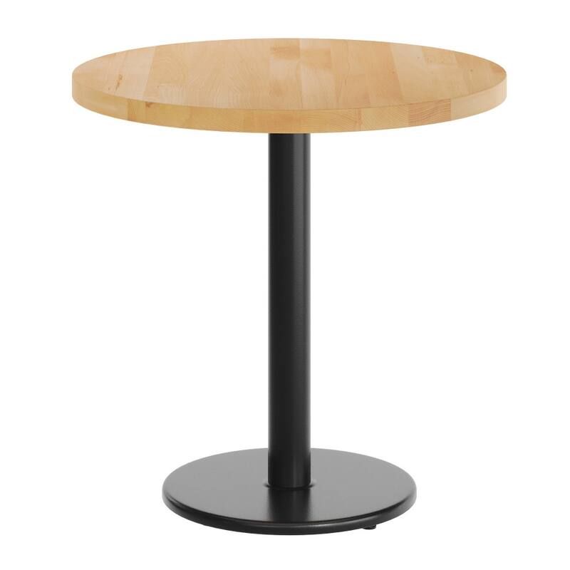 Round Solid Wood Commercial Tabletop with 18" Round Dining Height Base - 30"W x 30"D x 29.5"H