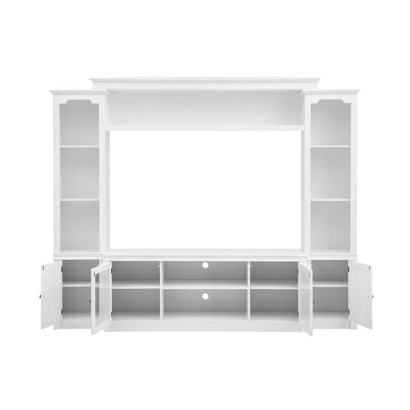 Modern Entertainment Center Wall Unit for TVs up to 65",70.87" TV Console Unit with Bookshelves & Tempered Glass Doors