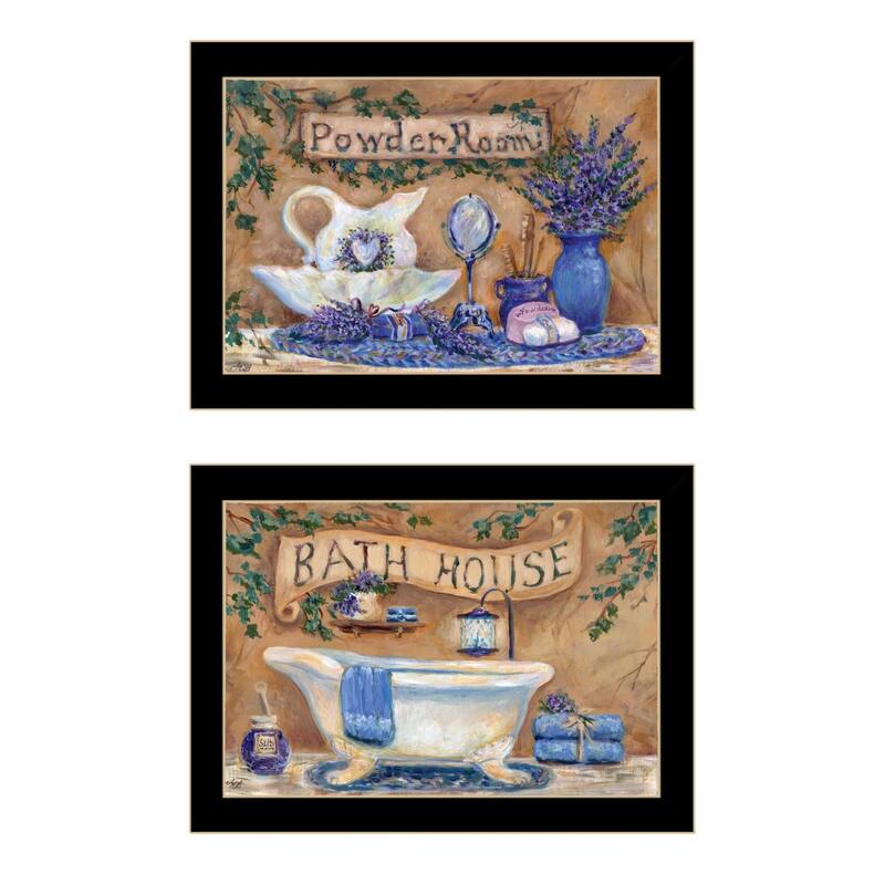 Trendy Decor 4U "Lavender Bath" Printed Framed Wall Art by Trendy Decor Designs - Black - 12.25 x 8.5