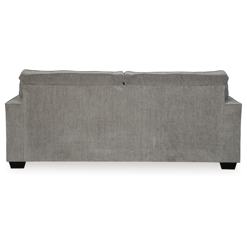 Alti 85 Inch Sofa with 2 Floral Print Throw Pillows, Light Gray Chenille