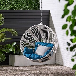 Washington Outdoor Rope and Iron Hanging Chair (No Stand) by Christopher Knight Home - 400 lb limit