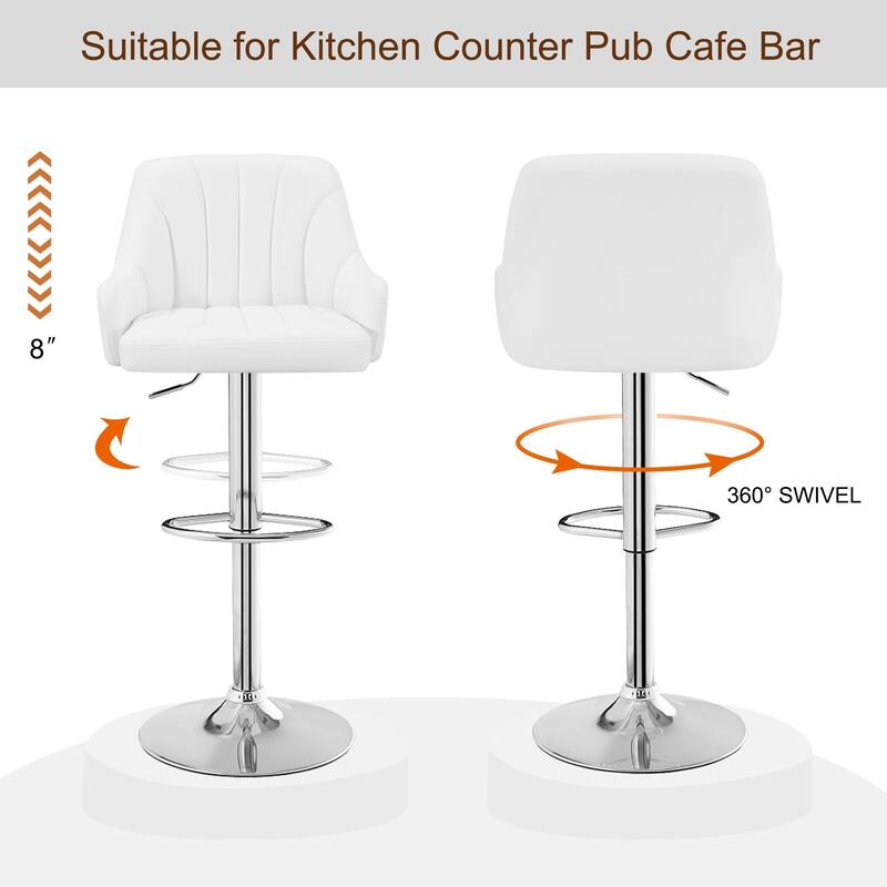 Barstools Set of 4, Counter Height Bar Stools Adjustable Stools with Back and Arm, Kitchen Island Stools Swivel Bar Chairs