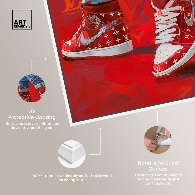 Bold Red Glam Sneakers Canvas by Art Remedy