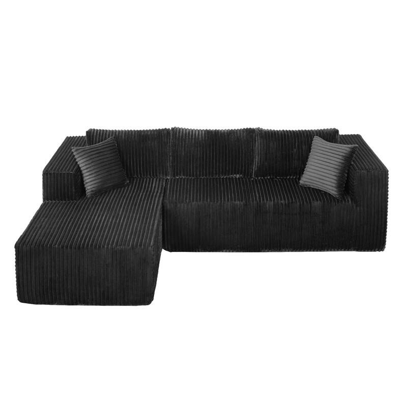 105-in L Casual Black( Corduroy)-Right Chaise Sectional