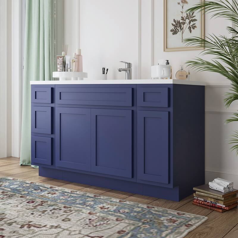Vanity Art 63" Oak Freestanding Bathroom Vanity Cabinet without Top