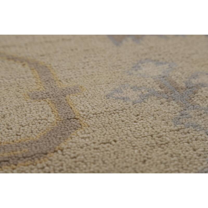 Earth Tone Oushak Indian Rug Hand-Knotted Transitional Wool Carpet - 8'0"x 9'5"