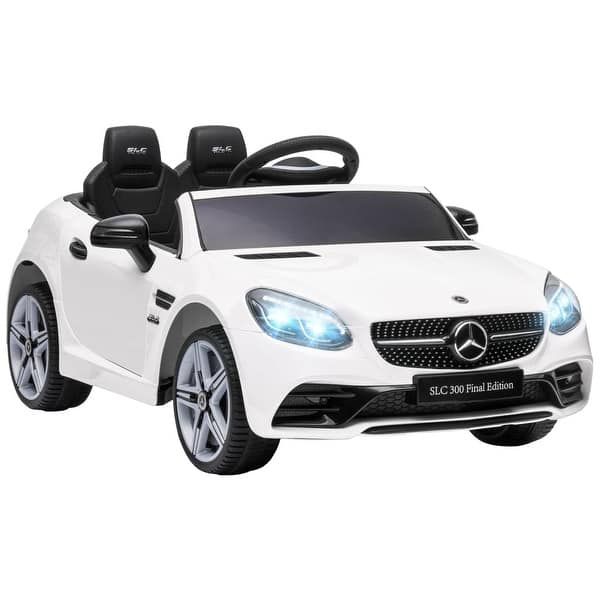 slide 2 of 7, 12V Mercedes SLC 300 Kids Ride-On Car with Remote Control, Lights, Music, and Safe Suspension System for Fun Driving White