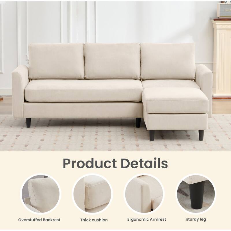 Snow Velvet Sectional Sofa