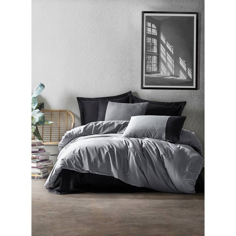 SUSSEXHOME Black Gray Full Size Duvet Cover Set, Hypoallergenic