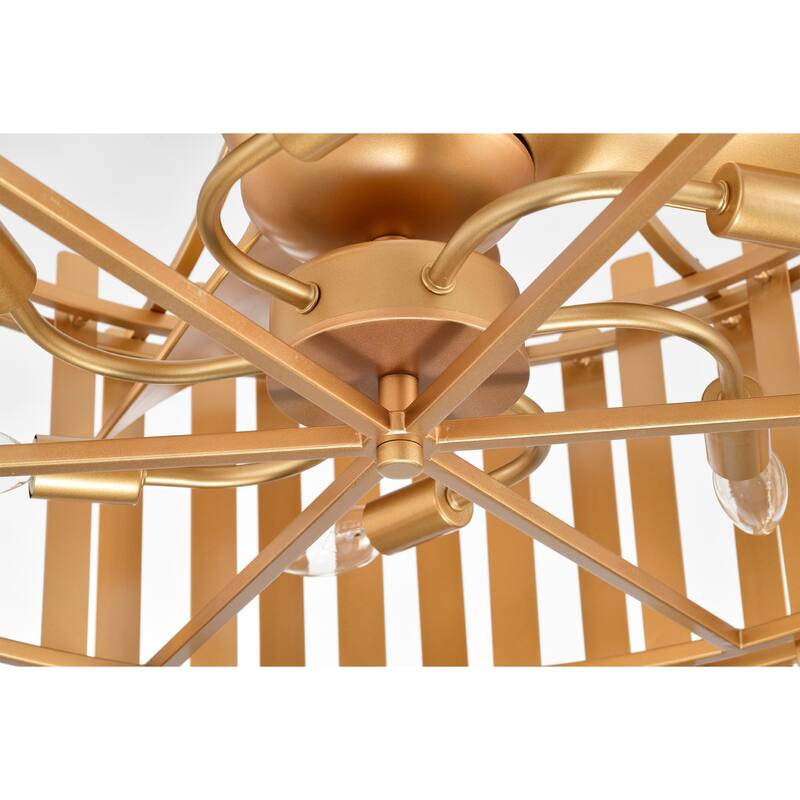 Daniyal 26-inch Matte Gold 6 Lights 3 Blades Lighted Ceiling Fan with Remote