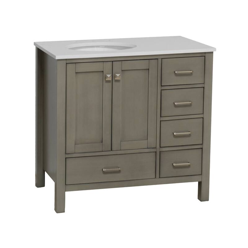 KitchenBathCollection Horizon 36" Bathroom Vanity with Engineered White Top