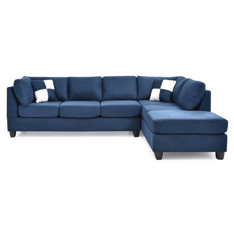 Sectional, Navy Blue, Microfiber, 111x78x34 inches,Comfortable, Removable Backs, Flexible Setup, Multiple Colors