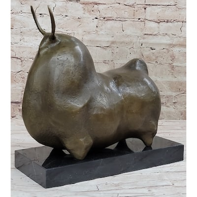 Large Dark Brown Patina Fighting Bull Modern Art By Botero Bronze Sculpture S