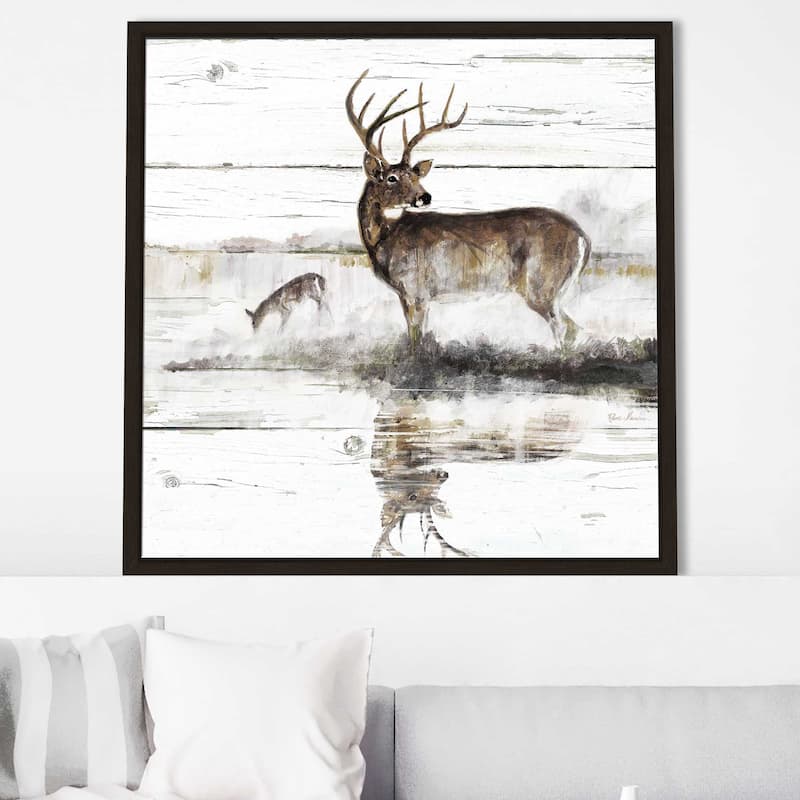 "Rustic Misty Deer" by Ruane Manning Print on Floating Canvas