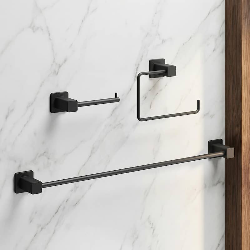 VIGO Meridian 3-Piece Bathroom Hardware Accessory Set with 24 in. Towel Bar, Toilet Paper Holder, Hand Towel Holder