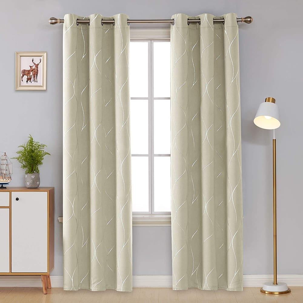 Deconovo Silver Line 42 Width Curtain Panel Pair (2 Panel)