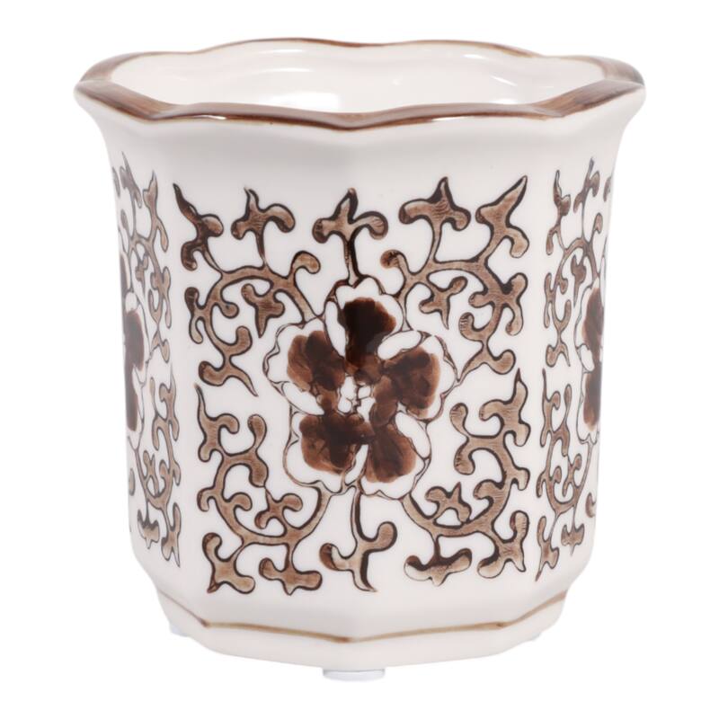 Modern Chinoiserie Ceramic Candle - Plumeria Scented - 4.0"