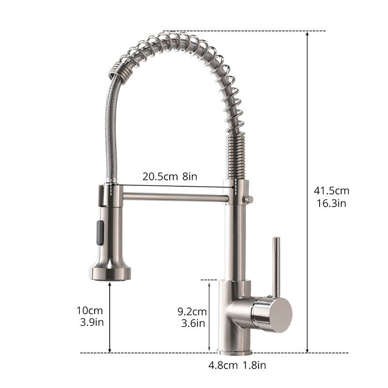 Commercial Kitchen Faucet with Pull Down Sprayer, Single Handle Single Lever Kitchen Sink Faucet