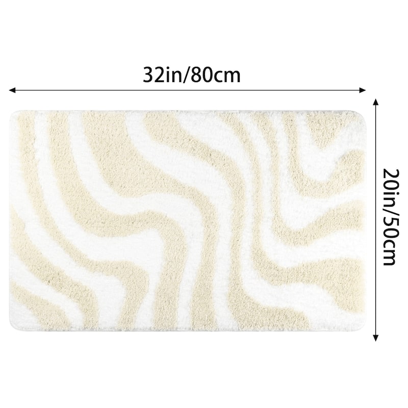 Fashion Wave Pattern Bathroom Rug Mat, Soft Absorbent Bath Carpet, Non-Slip, Shaggy, Machine Wash