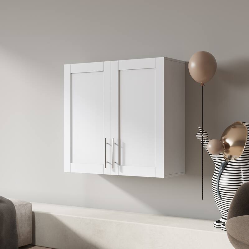 Modern Bathroom Wall Mounted Cabinet with Doors & Storage Space