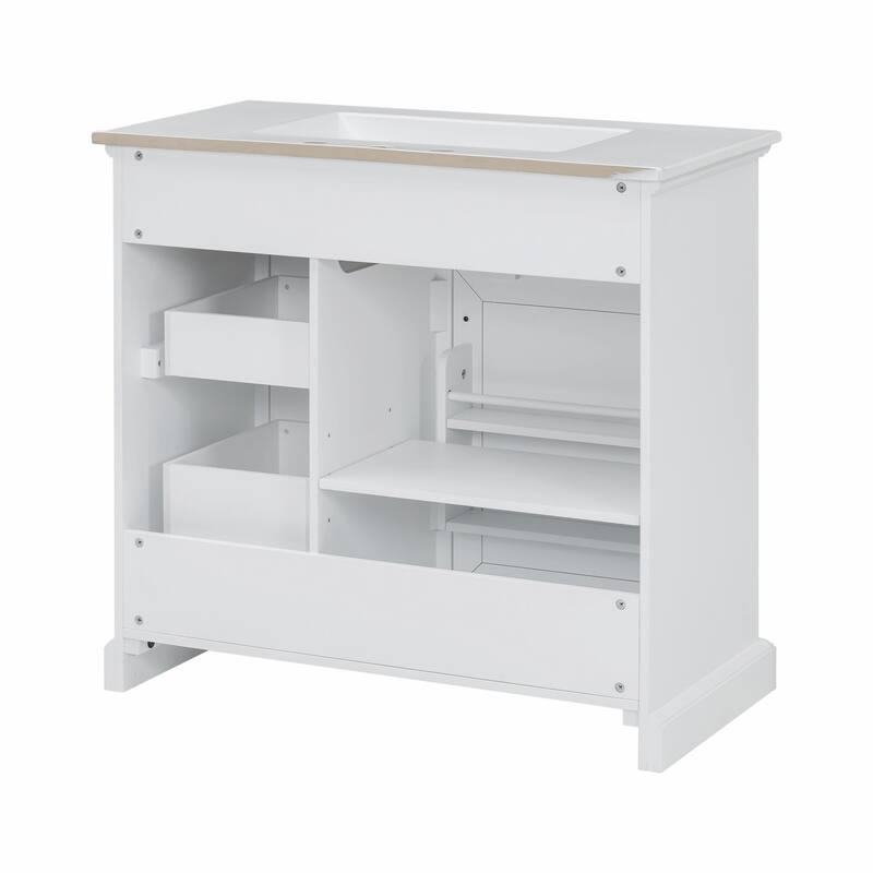 36" Bathroom Vanity with Sink, Tip-out Drawers & Soft-Close Door Hinges