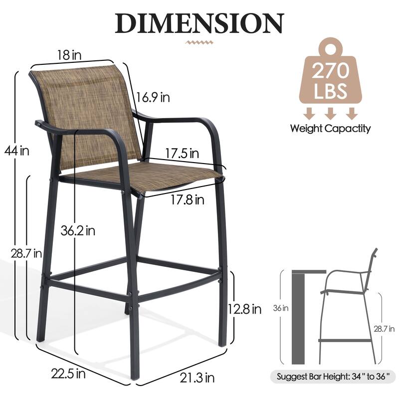 Outdoor Indoor Patio Bar Stools Lightweight Bar Chairs