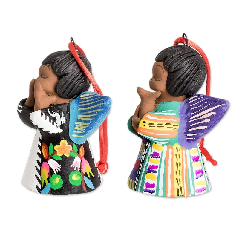 Novica Handmade Angels Of Love Ceramic Ornaments (Pair)