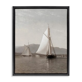 Stupell Soft Vintage Coastal Boat Framed Floater Canvas Wall Art Design ...