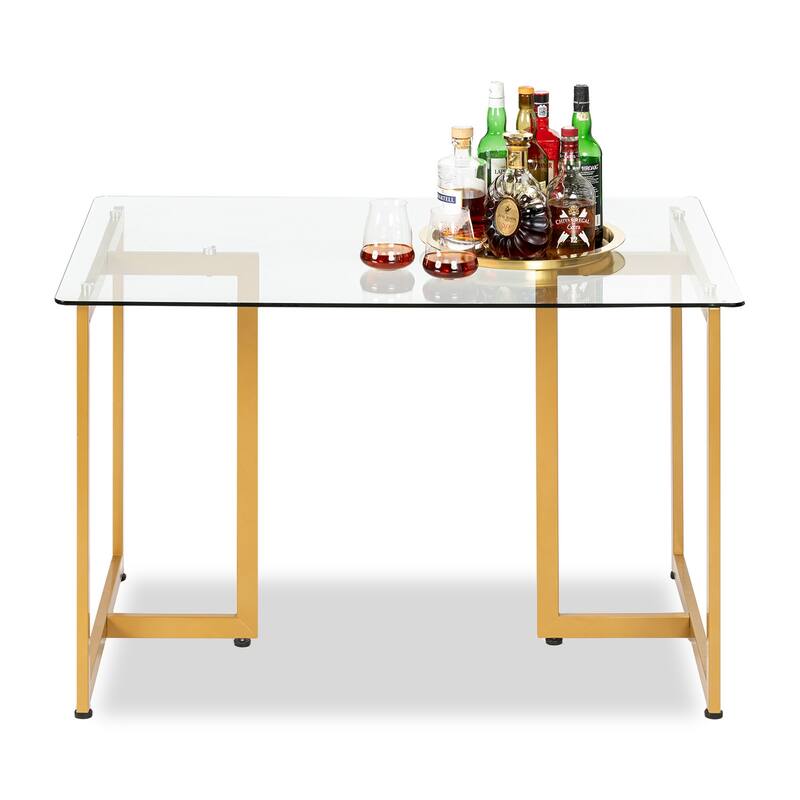 47.2 Inch Modern Tempered Glass Home Kitchen Restaurant Dining Table - 47.2 inches