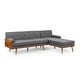 preview thumbnail 21 of 20, Fluhr Mid-century Modern Chaise Sectional by Christopher Knight Home Gray+Dark Walnut