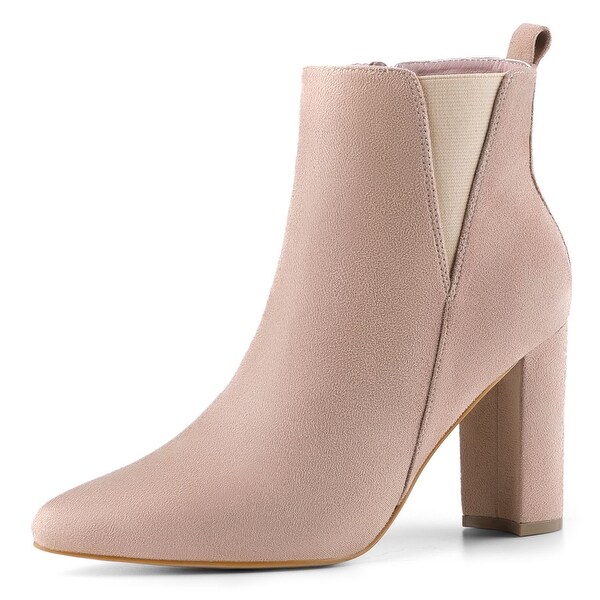 pointed block heel ankle boots