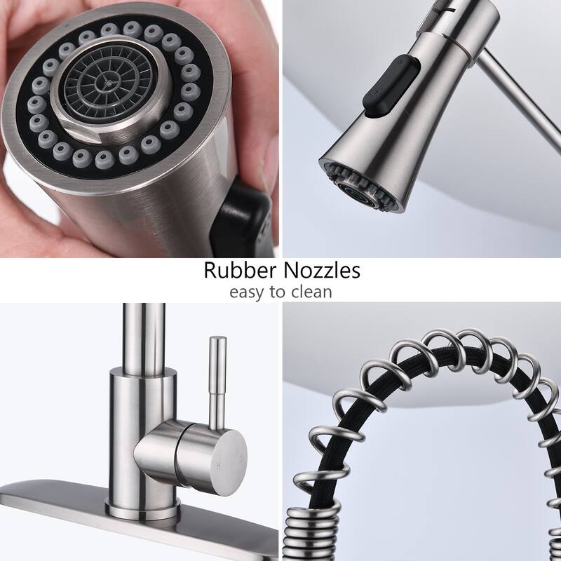 DORNBERG Spring Pull Down Kitchen Sink Faucet with Deck Plate