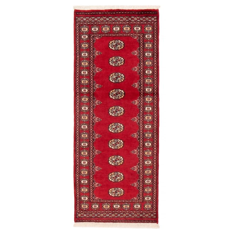 ECARPETGALLERY Hand-knotted Peshawar Bokhara Red Wool Rug - 2'7 x 6'5 - 2'7 x 6'5 - Red