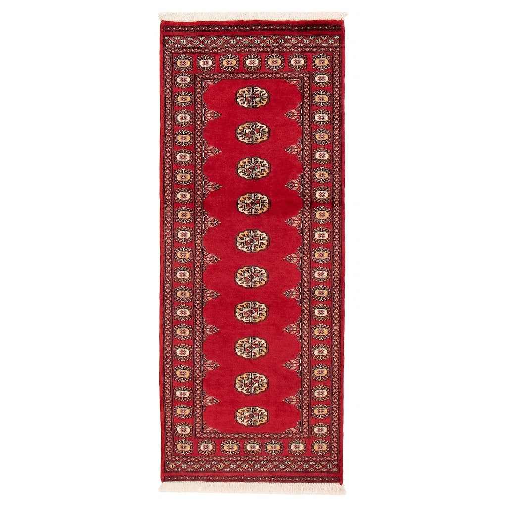 ECARPETGALLERY Hand-knotted Peshawar Bokhara Red Wool Rug - 2'7 x 6'5