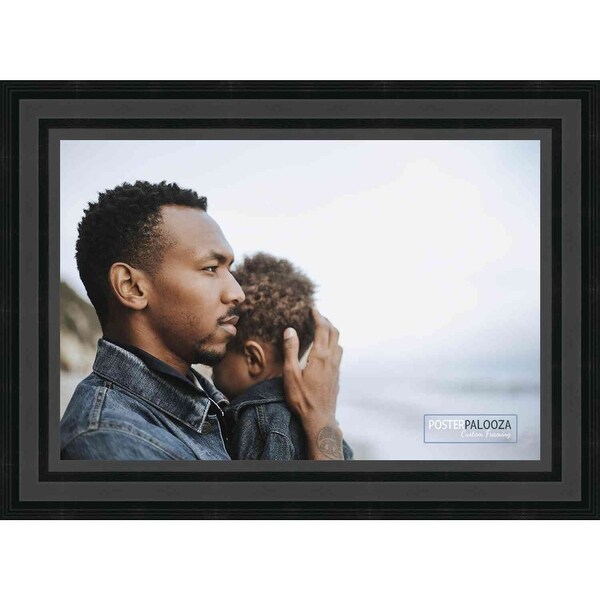 32x26 Lacquer Black Complete Wood Picture Frame with UV Acrylic