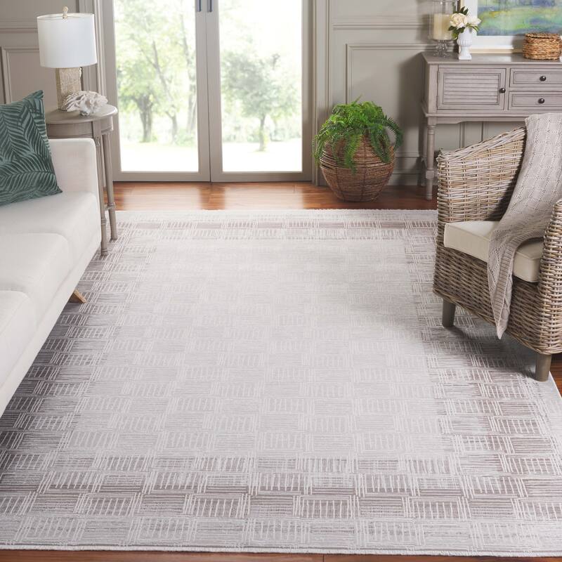 SAFAVIEH Signature Miray Modern Viscose Rug - Grey/Ivory - 8' x 10'