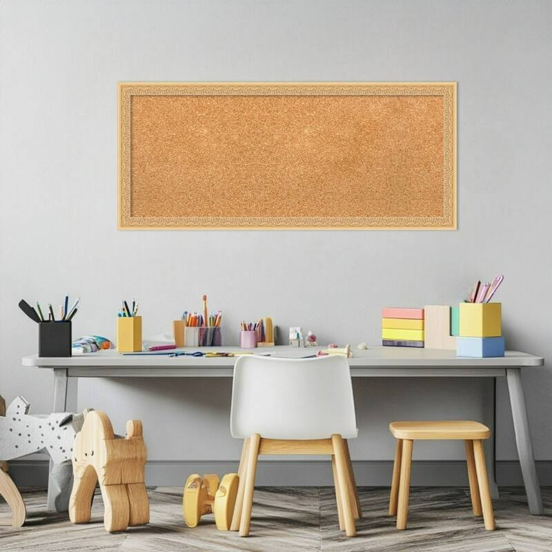 Bethany Gold Wood Framed Cork Board - Bulletin Board, Organization Board, Pin Board