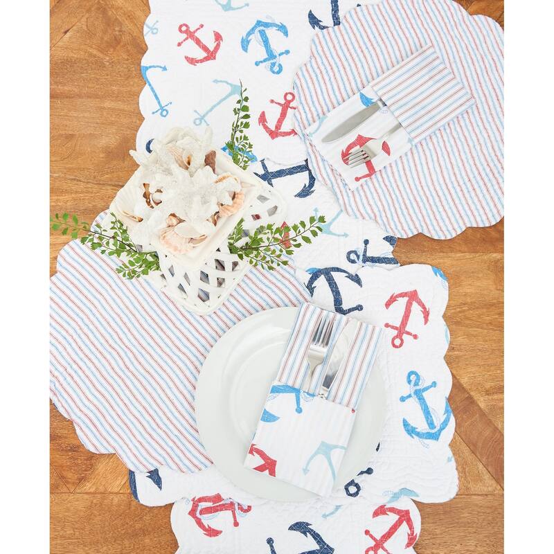 Anchors Away Cotton Quilted Rectangular Reversible Placemat Set of 6 - Set of 6