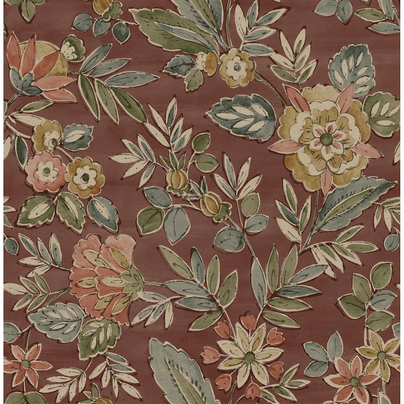 Chesapeake Begonia Red Floral Trail Wallpaper