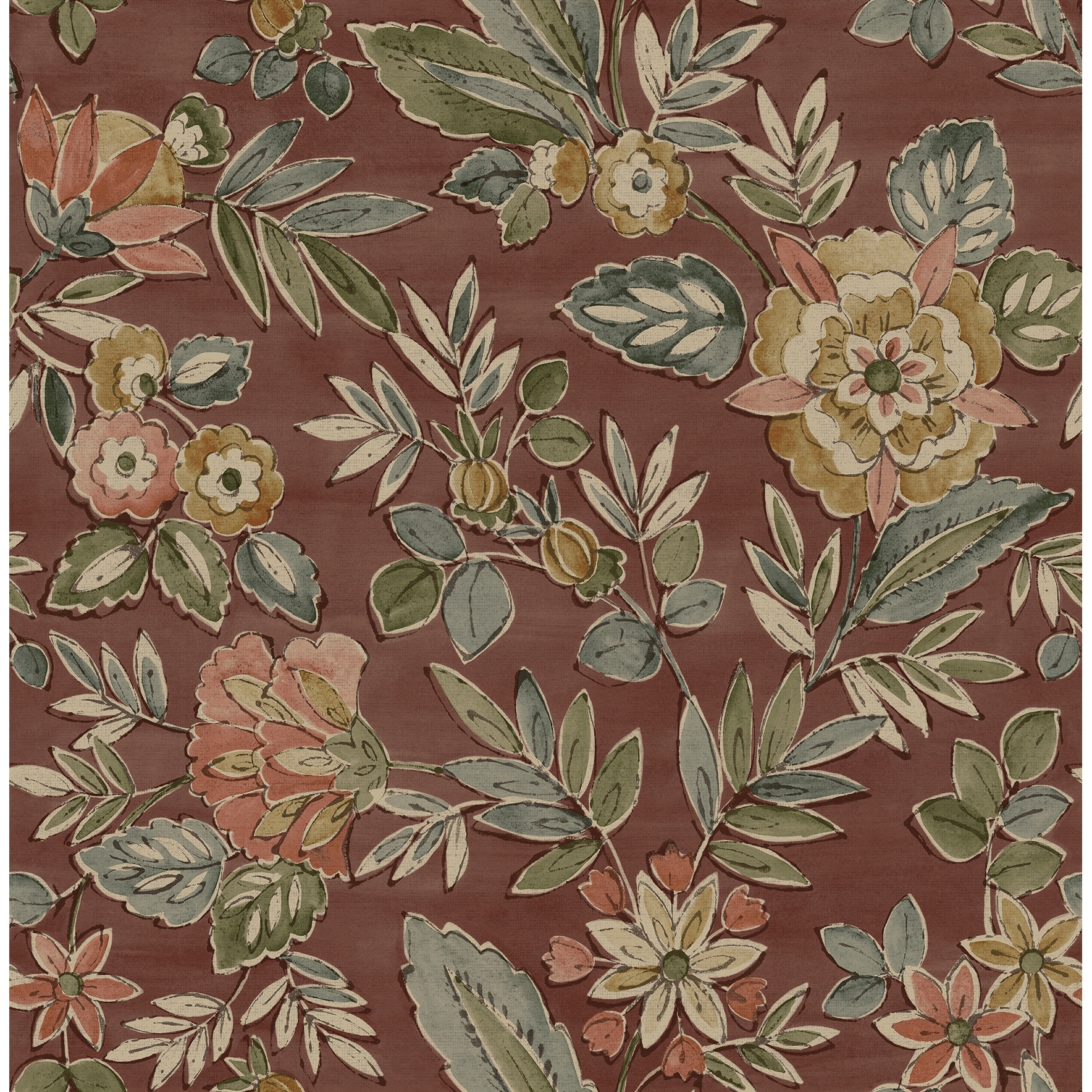 Chesapeake Begonia Red Floral Trail Wallpaper