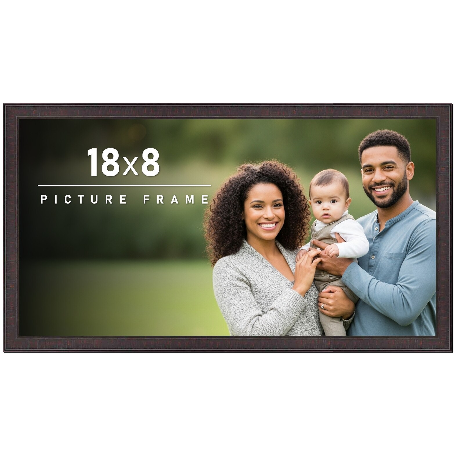 18x8 Frame Brown Solid Wood Picture Frame - Complete Modern Photo