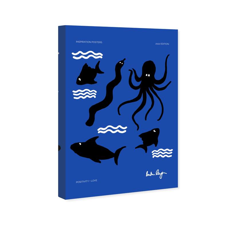 Wynwood Studio Canvas Animals Waterbearers Blue and Nautical & Coastal Wall Art Canvas Print